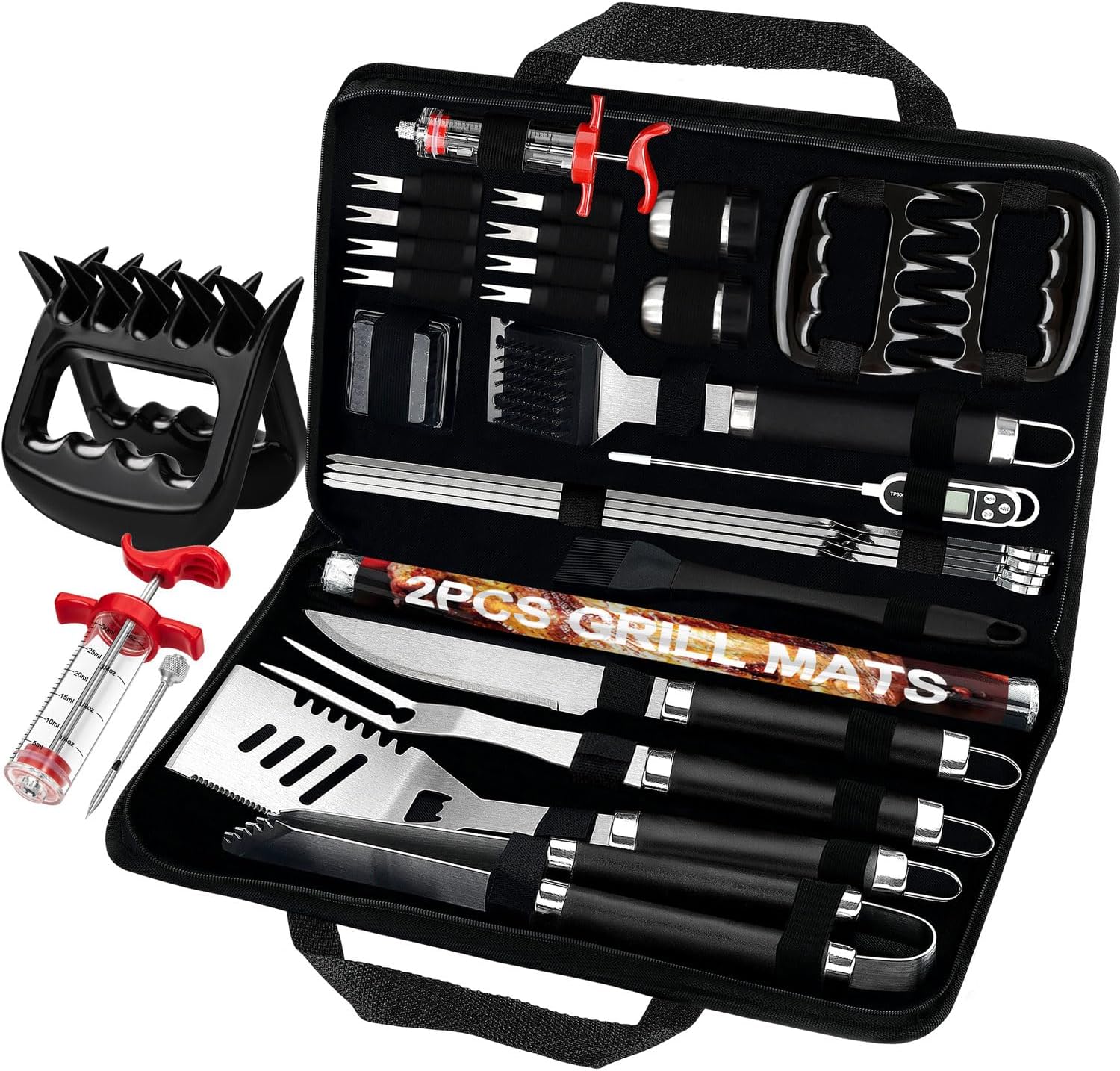 Meat Thermometer Camp - 28Pcs BBQ Grilling Accessories Set with