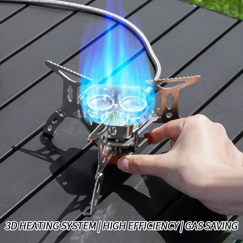 Camping Cooking Roll - Three-Head Gas Stove Portable Camping, Travel