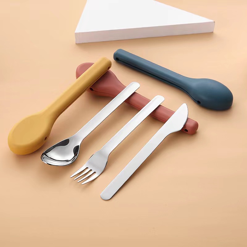 Camping Cooking Set Stainless Steel - 3-Piece Portable Flatware Pocket Utensils Set