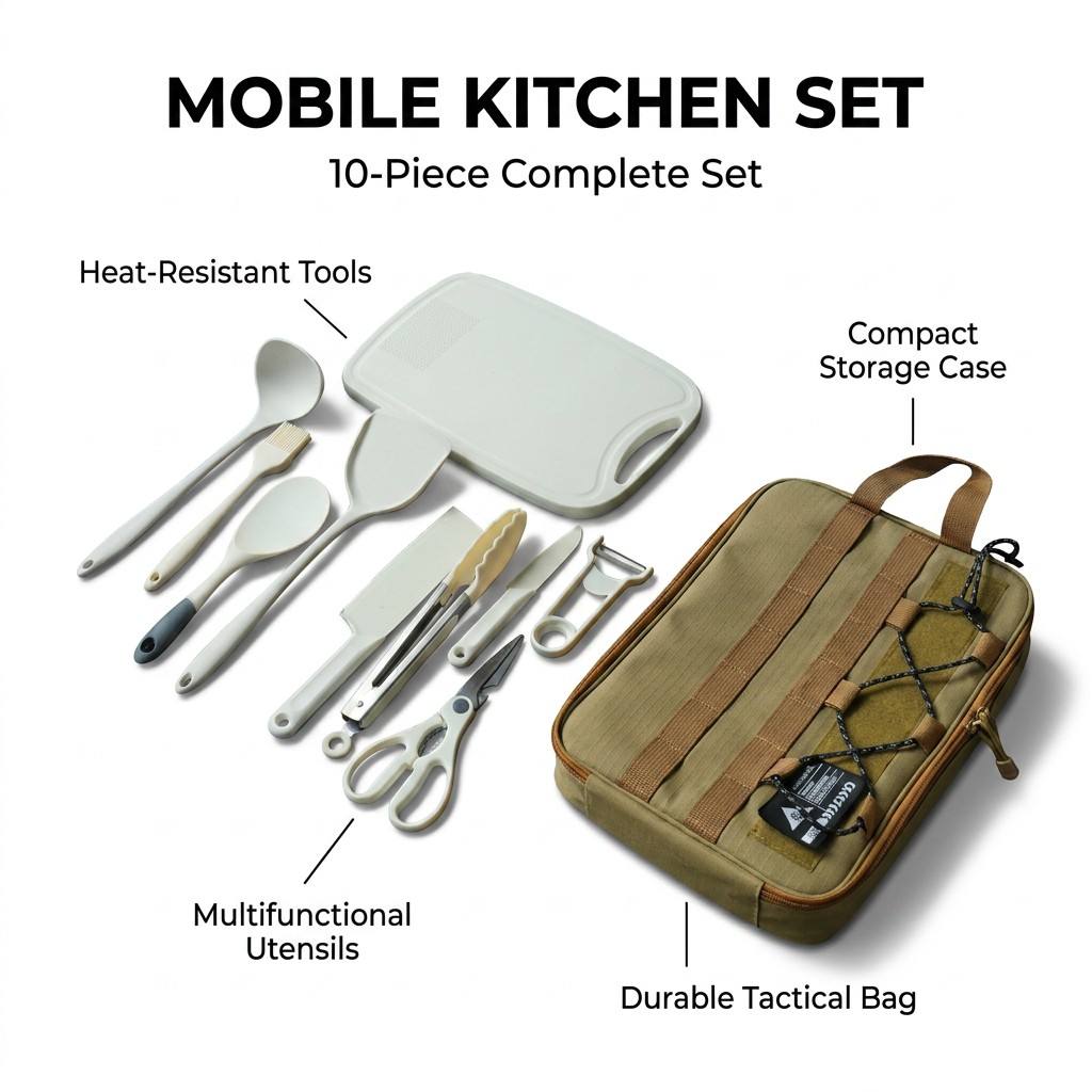 Portable 9Pcs Camping Kitchenw - Camping Cooking Equipment Bag recension och pris