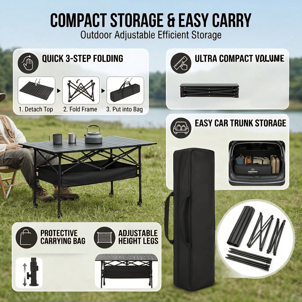 Portable Height-Adjustable Fol - Camping Cooking Equipment Bag recension och pris