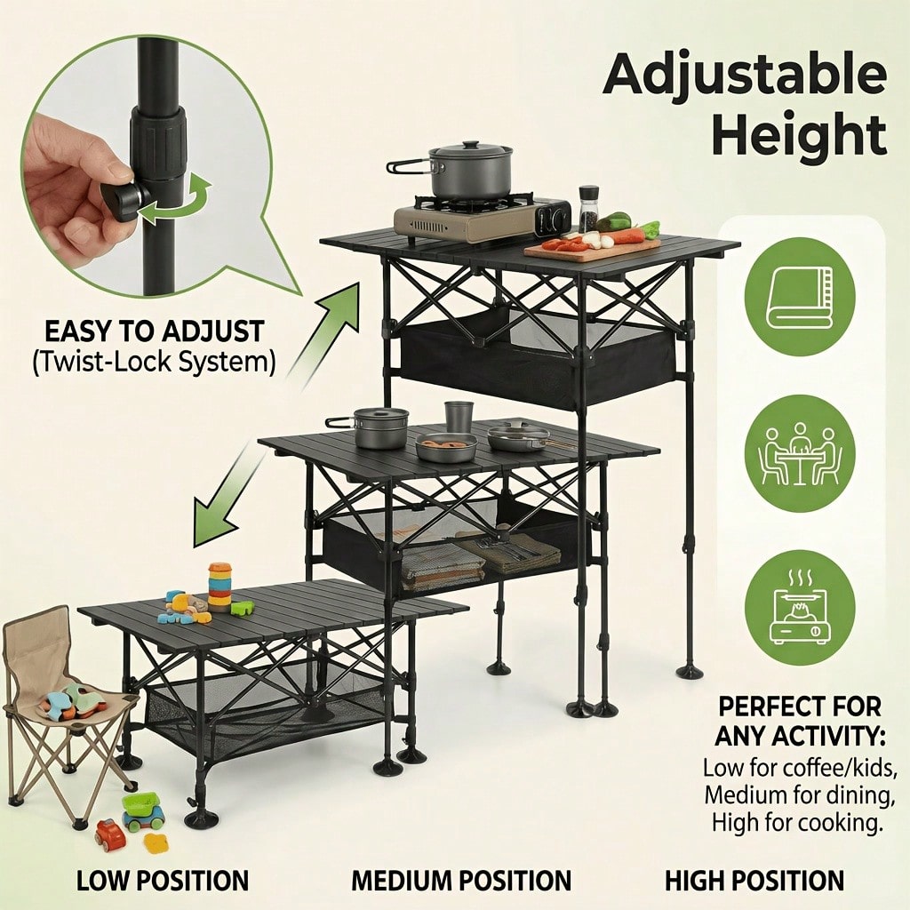 Portable Height-Adjustable Fol - Camping Cooking Equipment Bag recension och pris