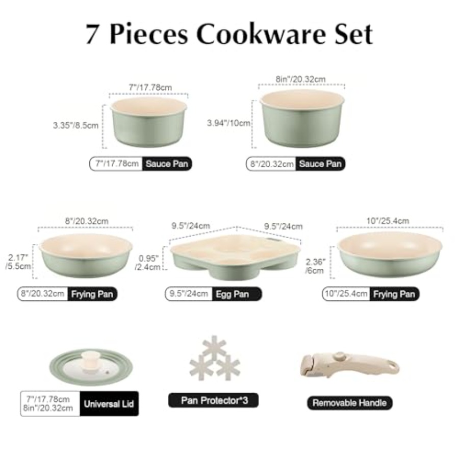 Ceramic Pots and Pans Set Non  - Camping Cooking Set Detachable Handle recension och pris