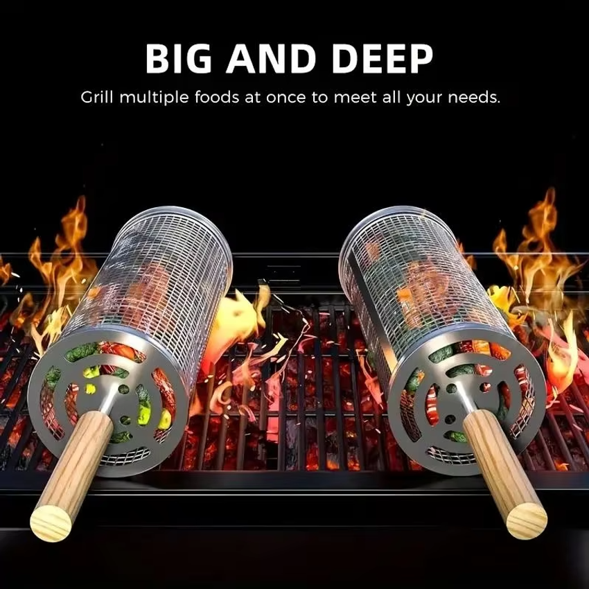 Round Barbecue Grill Basket Se - Camping Cooking Griddle recension och pris