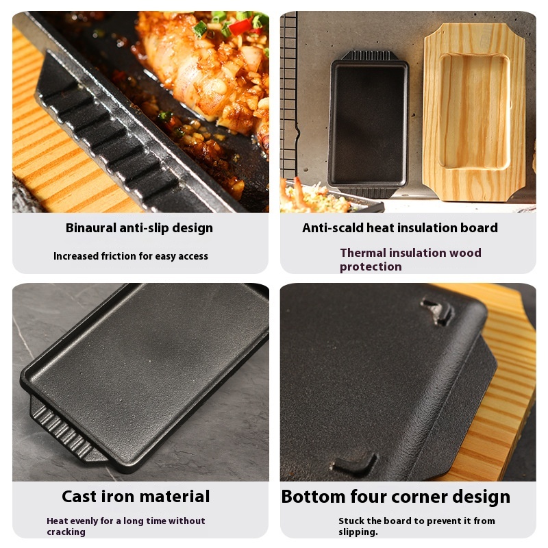 Cast Iron Teppanyaki Grill Pla - Camping Cooking Griddle recension och pris