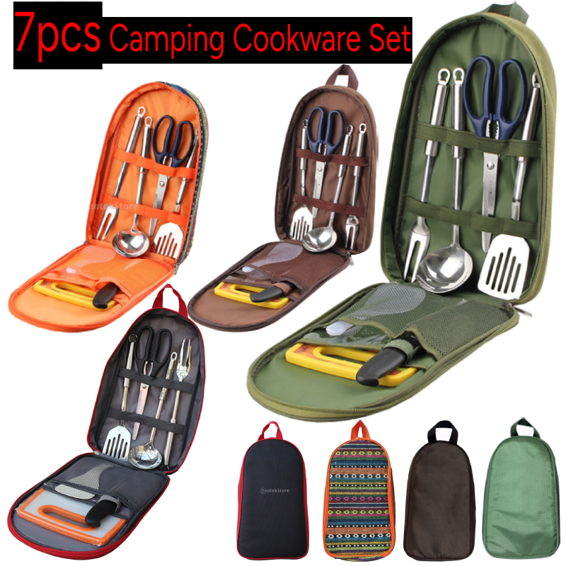 7pcs Camping Kitchen Utensil S - Camping Cooking Equipment Bag recension och pris