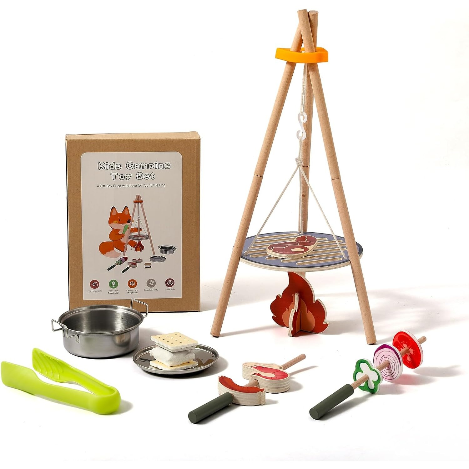 Wooden Kids Camping Toy Set Ca - Camping Cooking With Kids recension och pris