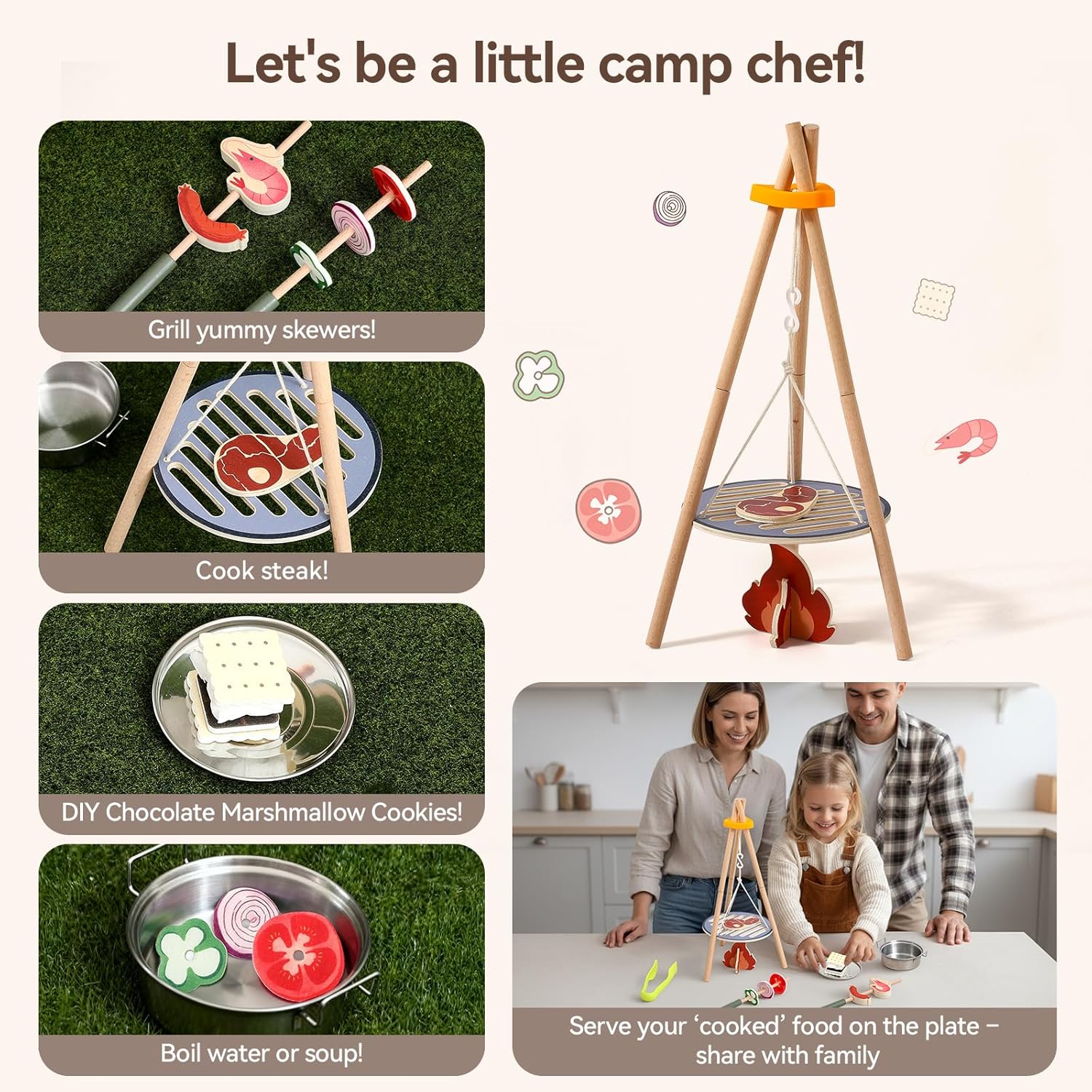 Wooden Kids Camping Toy Set Ca - Camping Cooking With Kids recension och pris