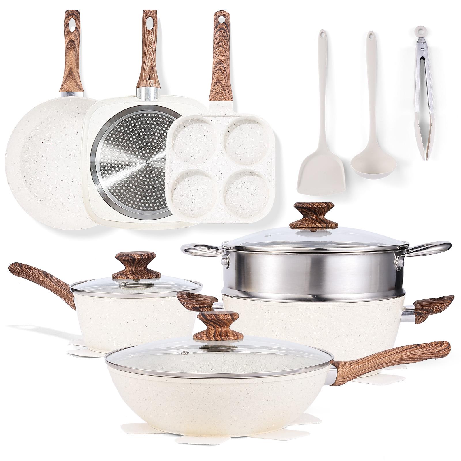 12Pcs Nonstick Pots and Pans S - Camping Cooking Set Detachable Handle recension och pris