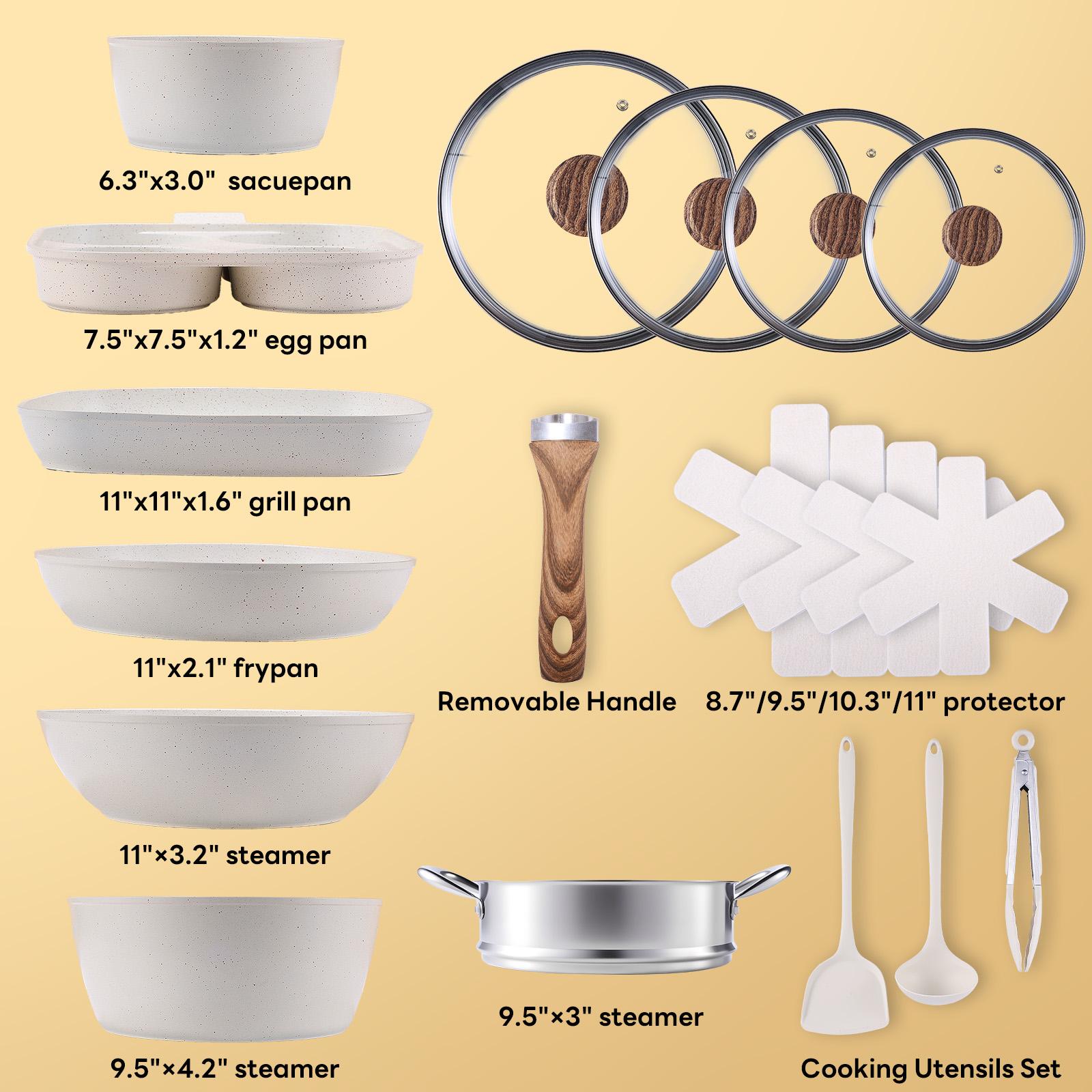 12Pcs Nonstick Pots and Pans S - Camping Cooking Set Detachable Handle recension och pris