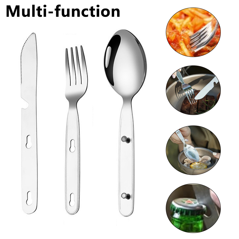 3pcs/set Folding Spoon Fork Kn - Camping Cooking Set Stainless Steel recension och pris