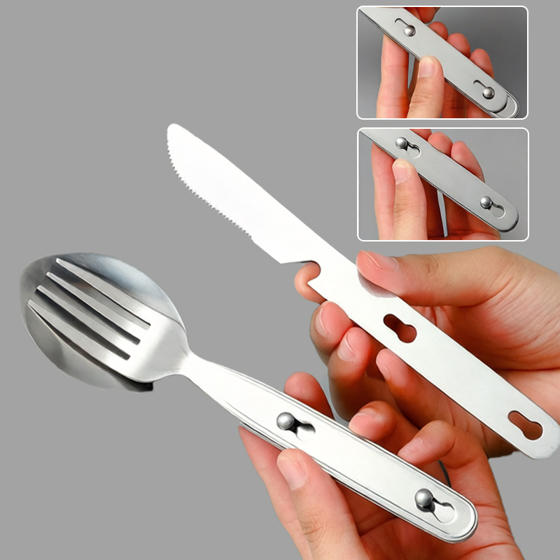 3pcs/set Folding Spoon Fork Kn - Camping Cooking Set Stainless Steel recension och pris