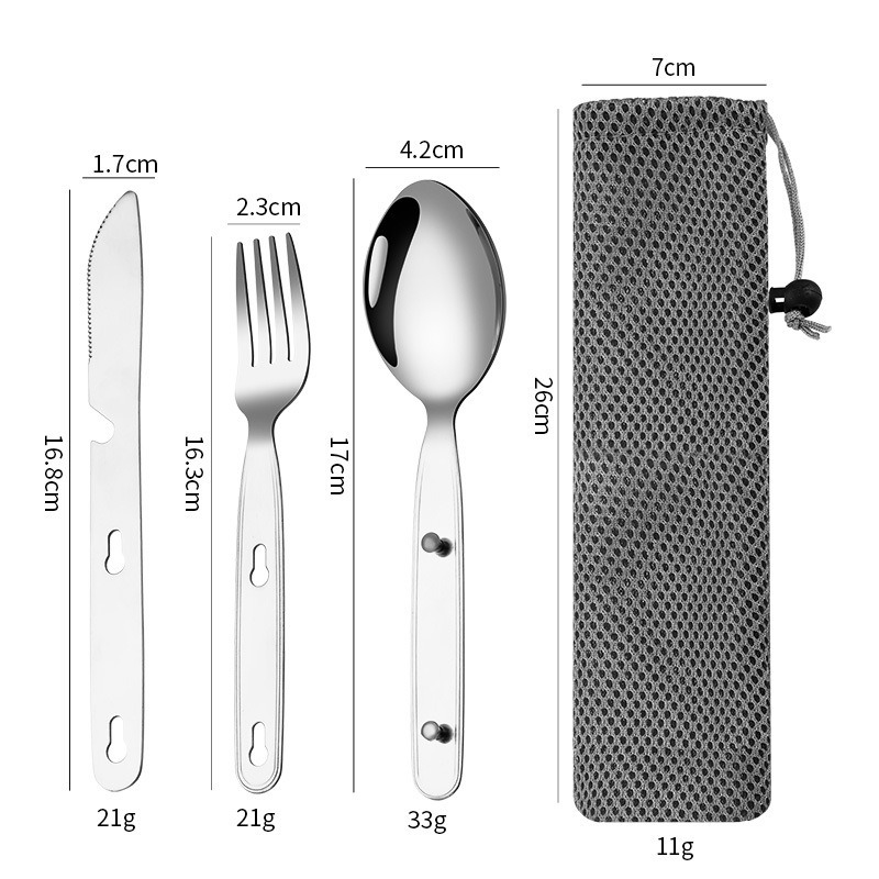 3pcs/set Folding Spoon Fork Kn - Camping Cooking Set Stainless Steel recension och pris