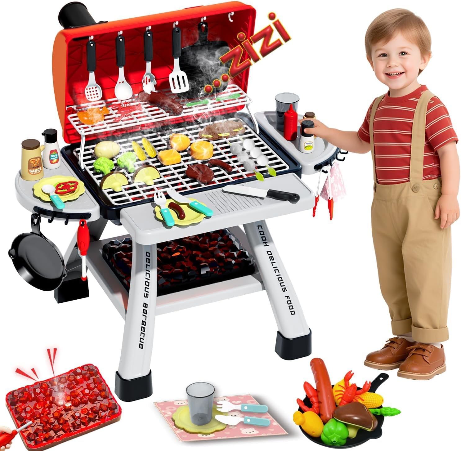 Kids BBQ Grill Playset Play Ki - Camping Cooking With Kids recension och pris