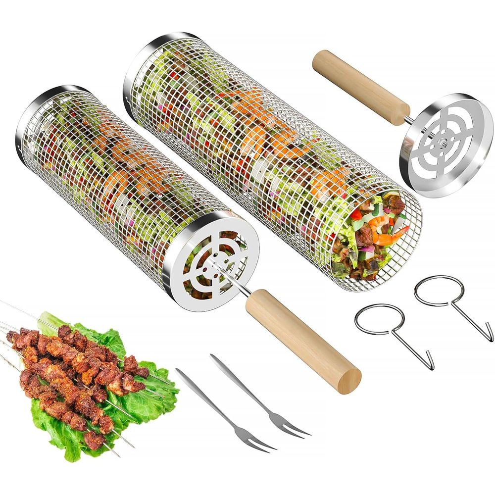 Set of 2 Stainless Steel BBQ G - Camping Cooking Set Stainless Steel recension och pris