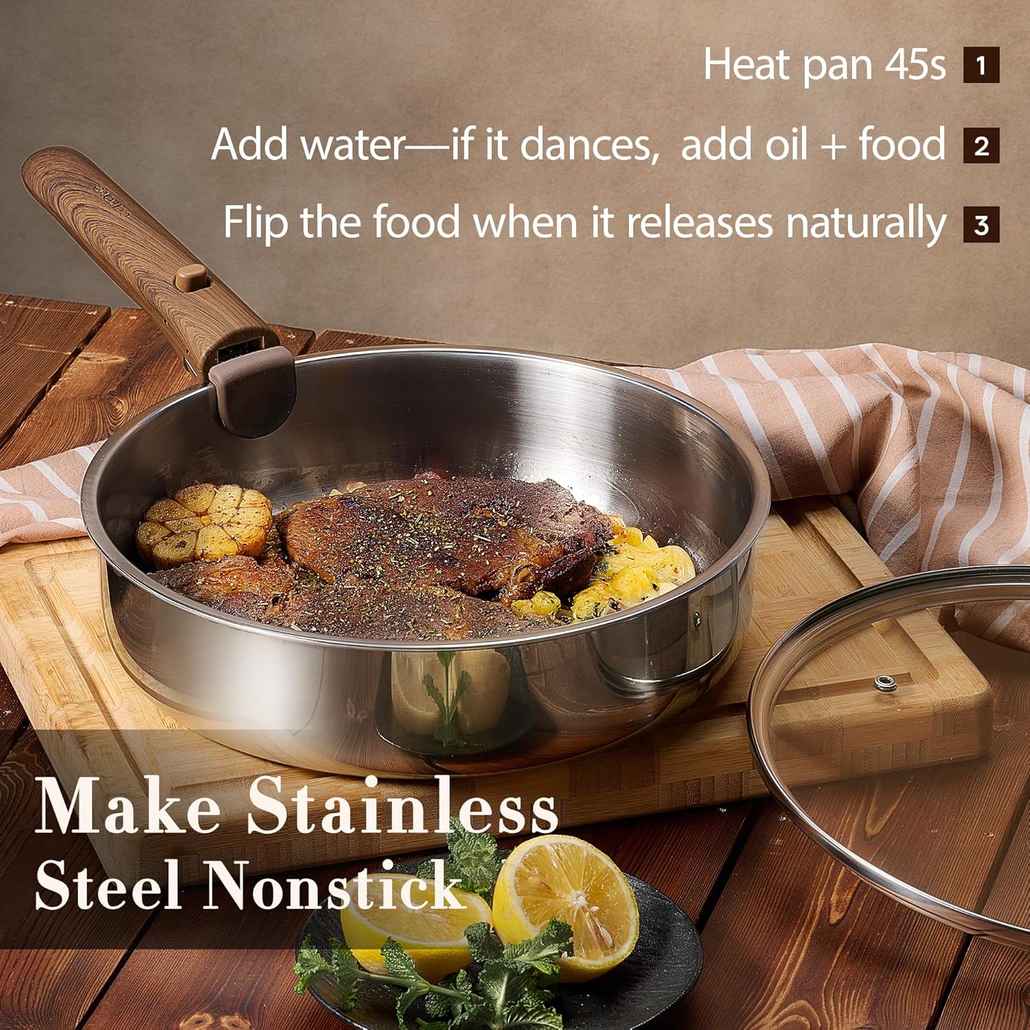 19pcs Stainless Steel Cookware - Camping Cooking Set Detachable Handle recension och pris