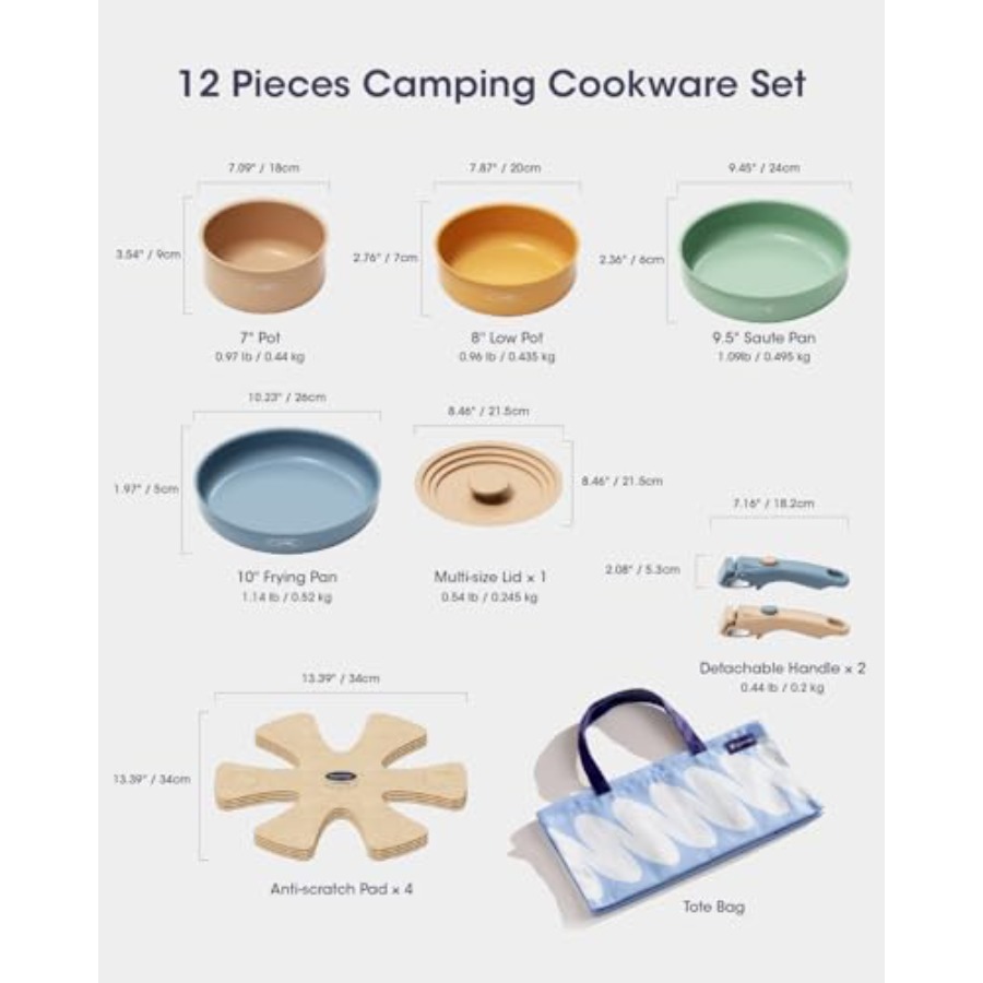 Ceramic Cookware Set, Detachab - Camping Cooking Set Detachable Handle recension och pris