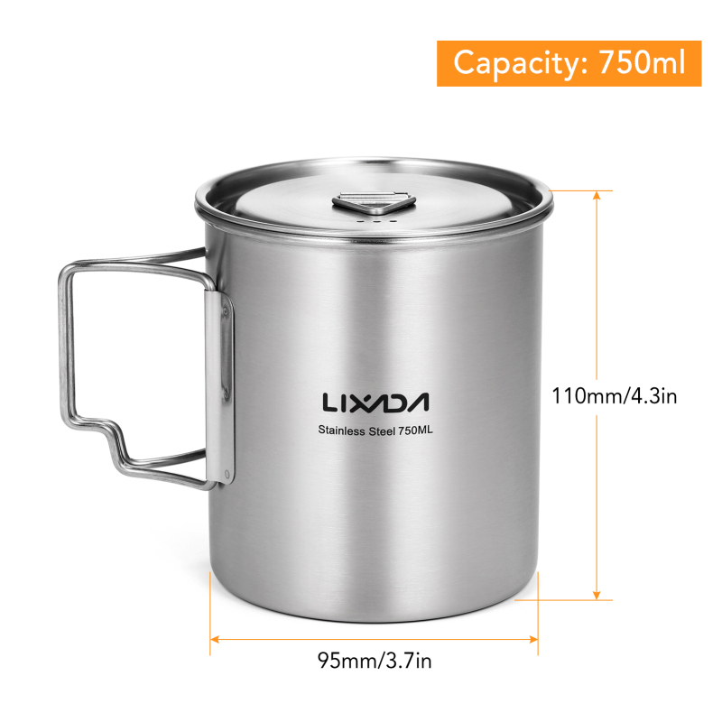 Lixada 750ml Cup Outdoor Stain - Camping Cooking Set Stainless Steel recension och pris