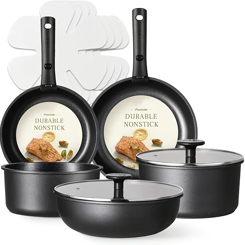 12pcs -in- Non-Stick Cookware  - Camping Cooking Set Detachable Handle recension och pris
