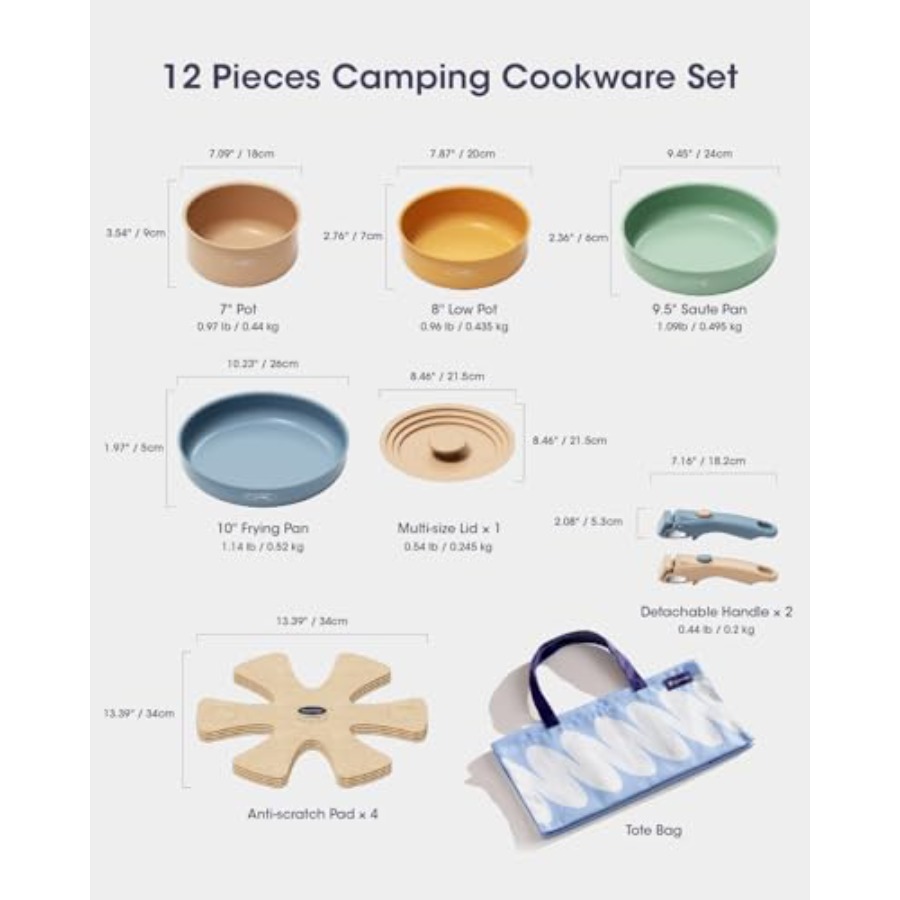 Ceramic Cookware Set, Detachab - Camping Cooking Set Detachable Handle recension och pris