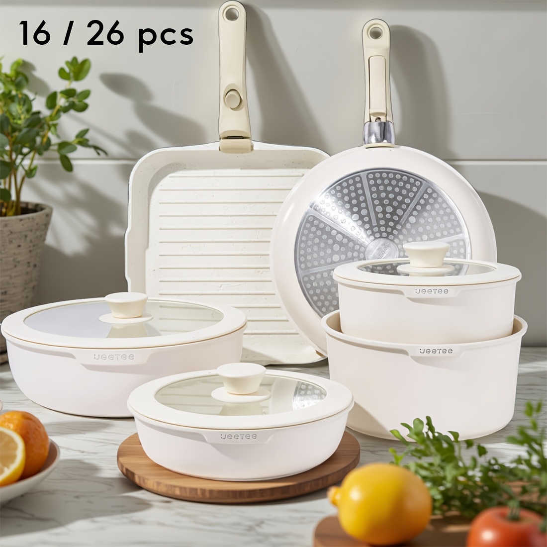 16/26pcs, Non-Stick Cookware S - Camping Cooking Set Detachable Handle recension och pris