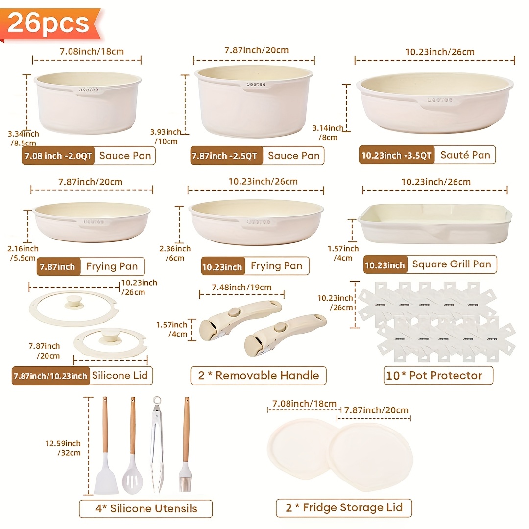 16/26pcs, Non-Stick Cookware S - Camping Cooking Set Detachable Handle recension och pris