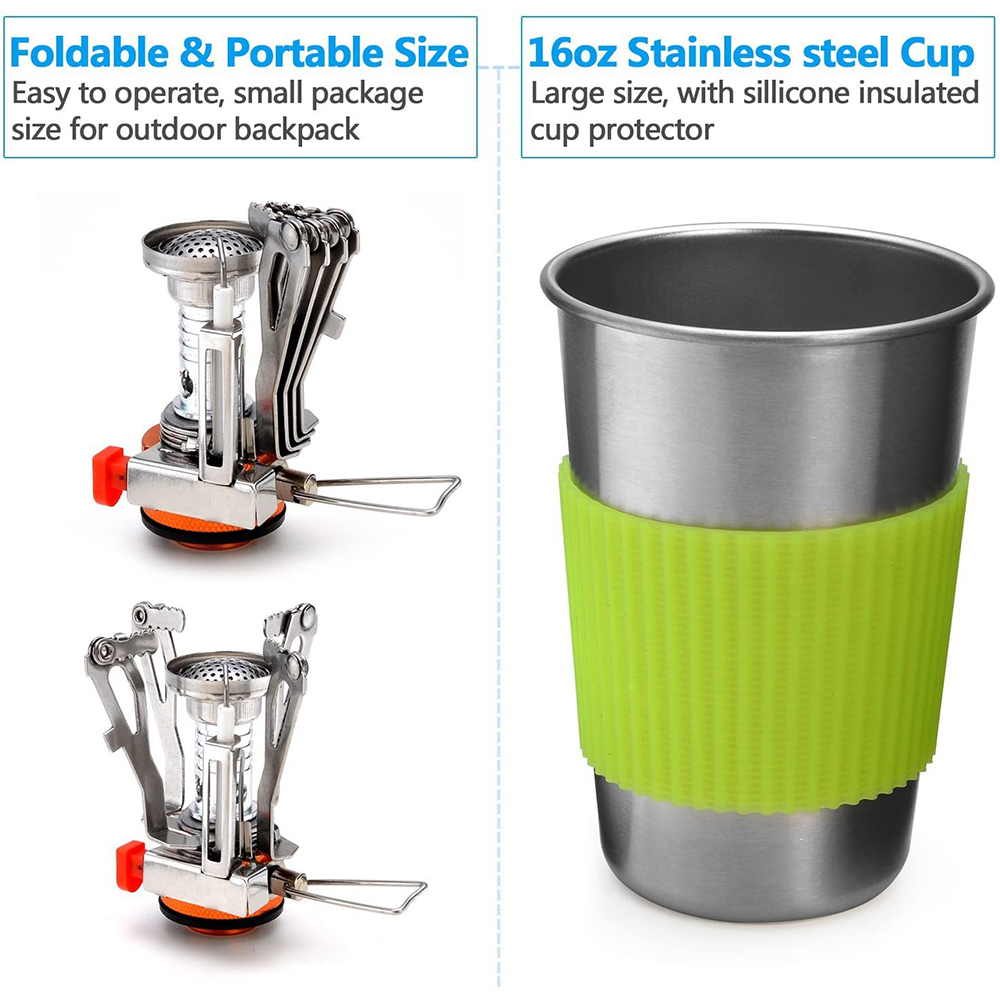Camping Cookware Kit with Stov - Camping Cooking Roll recension och pris